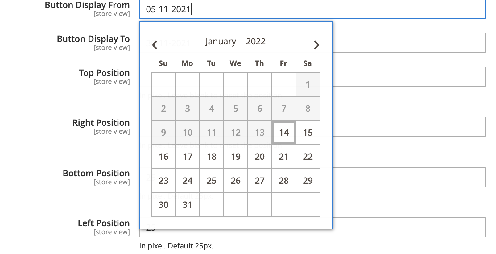 How to add a calendar in admin configuration options in Magento 2